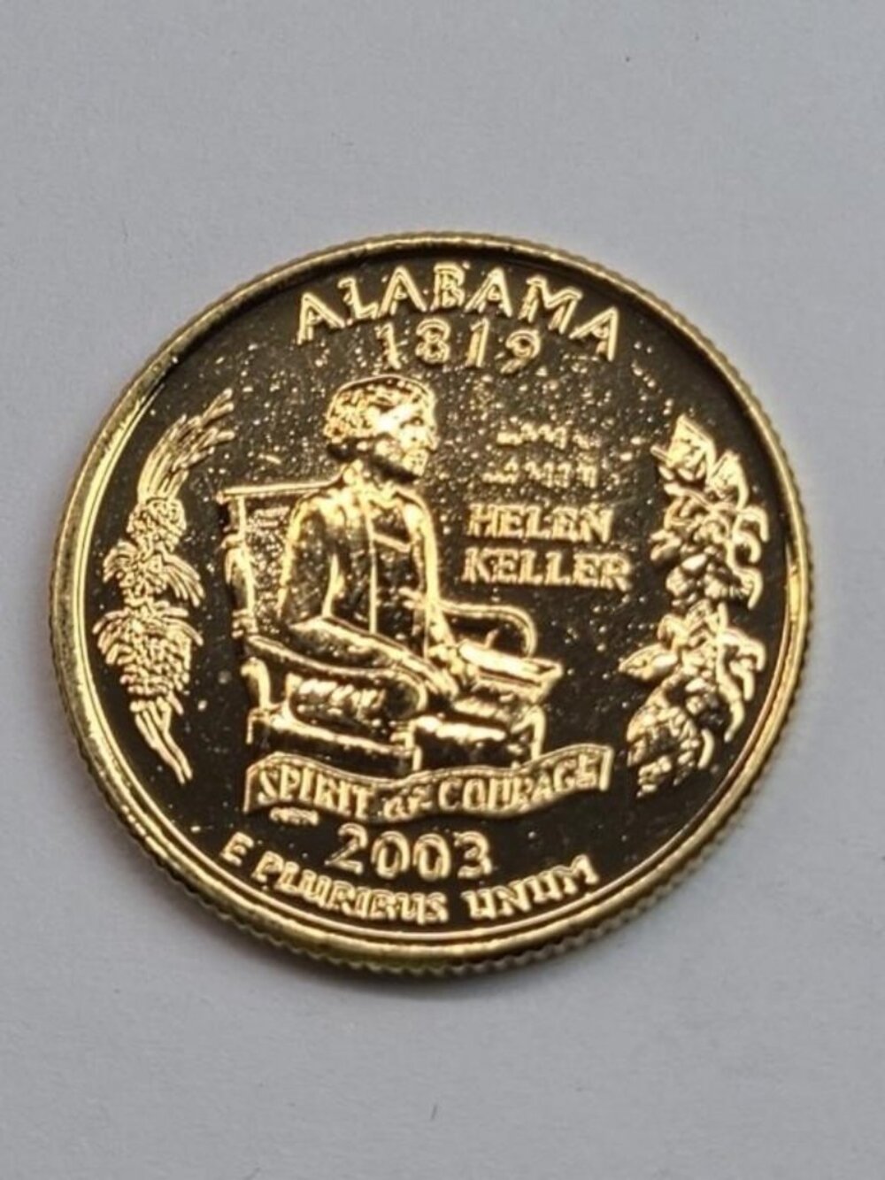 Limited Edition 2003 24K Gold Plated Alabama Quarter... Uncirculated